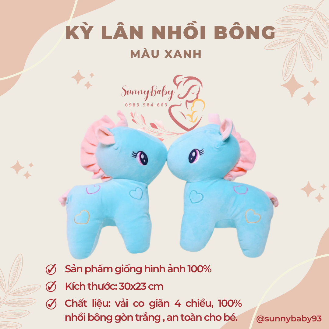 Gấu Bông Unicorn - Kì Lân Pony Một Sừng size 30cm, Thú Nhồi Bông Đáng Yêu Vải Co Dãn 4 Chiều, Gối Ôm Cho Bé Ngựa Pony