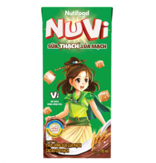 Nutifood Lốc 4 hộp 170ml Hộp Sữa Nuvi lúa mạch thạch cacao
