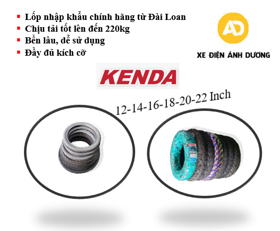 Lốp xe Kenda nhập khẩu chính hãng từ Đài Loan đầy đủ kích cỡ 16-18-20-22inch