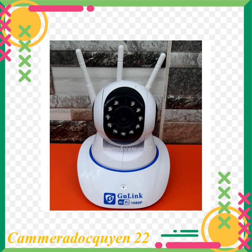 Camera WIFI không dây Gulink trong nhà 3 râu bắt sóng tốt , xoay 360 , hình ảnh FHD 1080p , đàm thoại 2 chiều , không cổng LAN (BẢO HÀNH 12 THÁNG)
