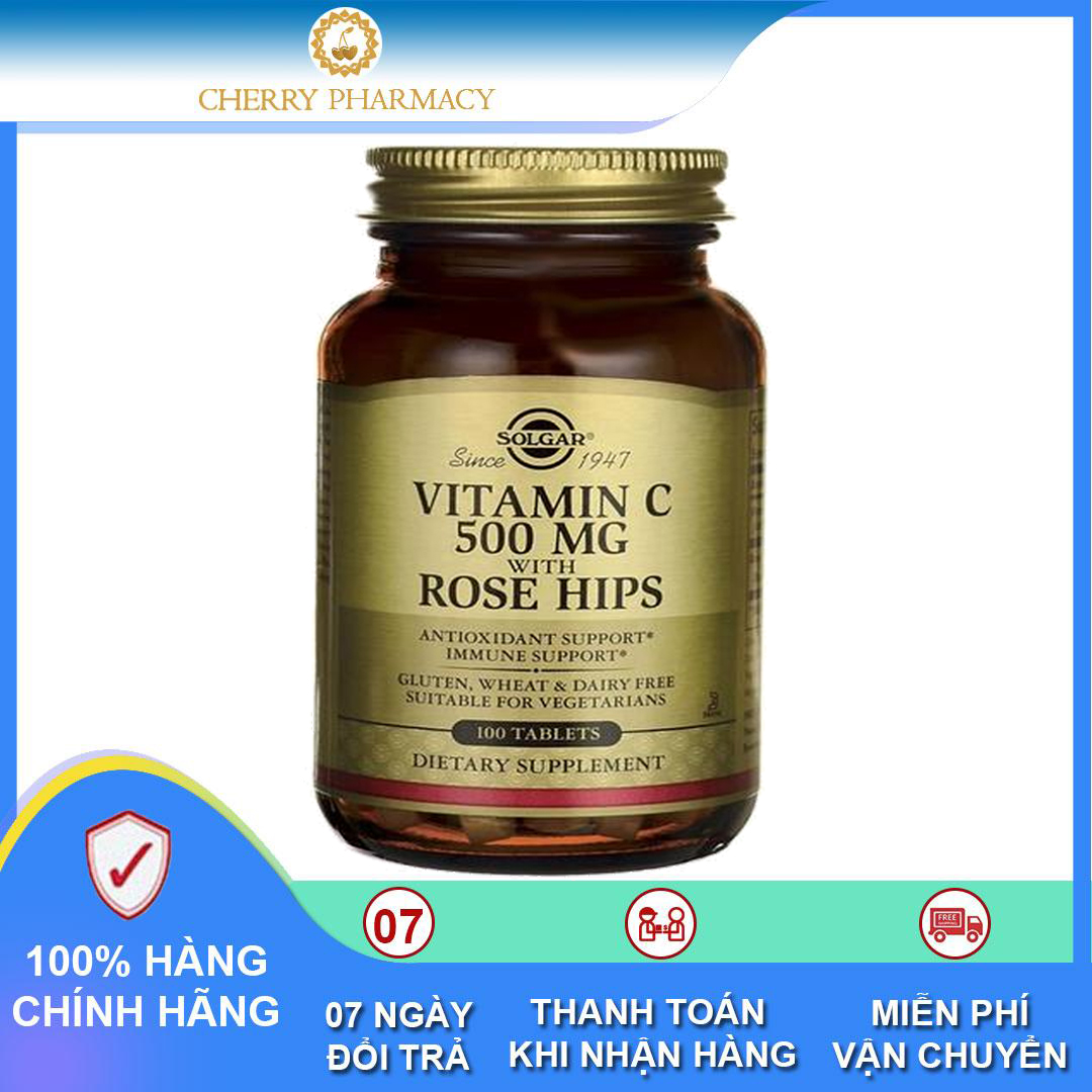 Viên Solgar Vitamin C 500 mg with Rose Hips