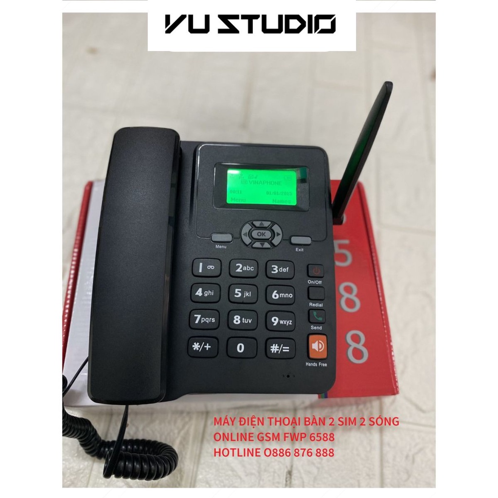 ️ bản 2 sim ️ điện thoại bàn gsm fwp 6588 lắp mọi loại sim - 2 sim 2 sóng.