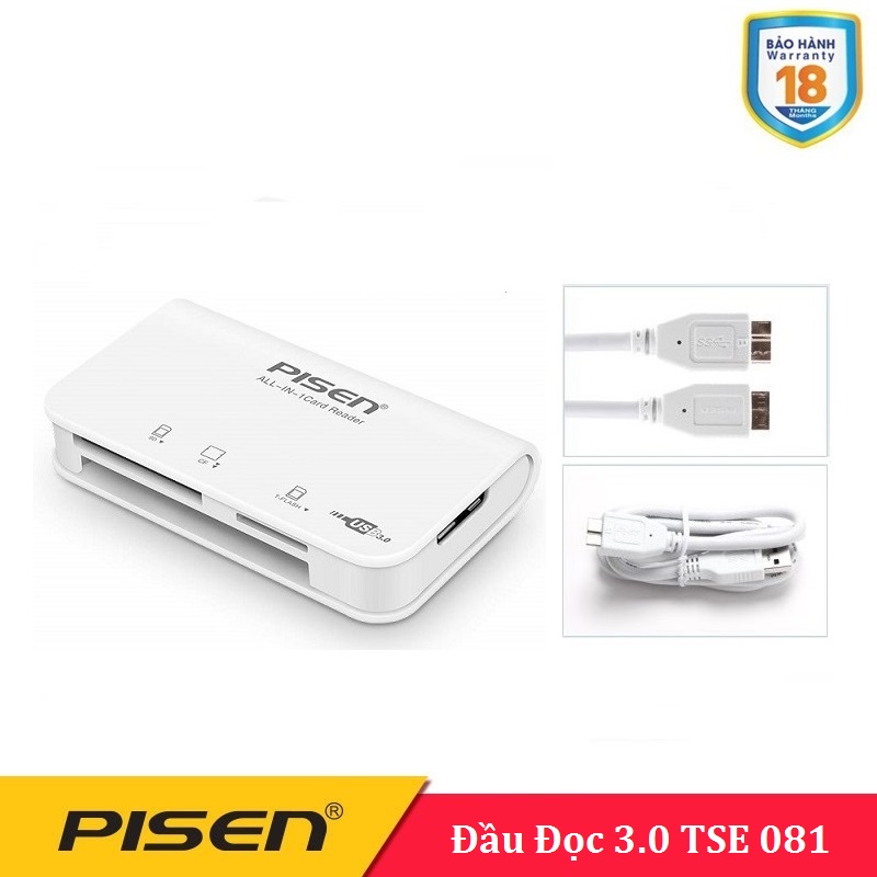 Đầu đọc thẻ nhớ pisen 3.0 all in one - tse081 - bh 18 tháng