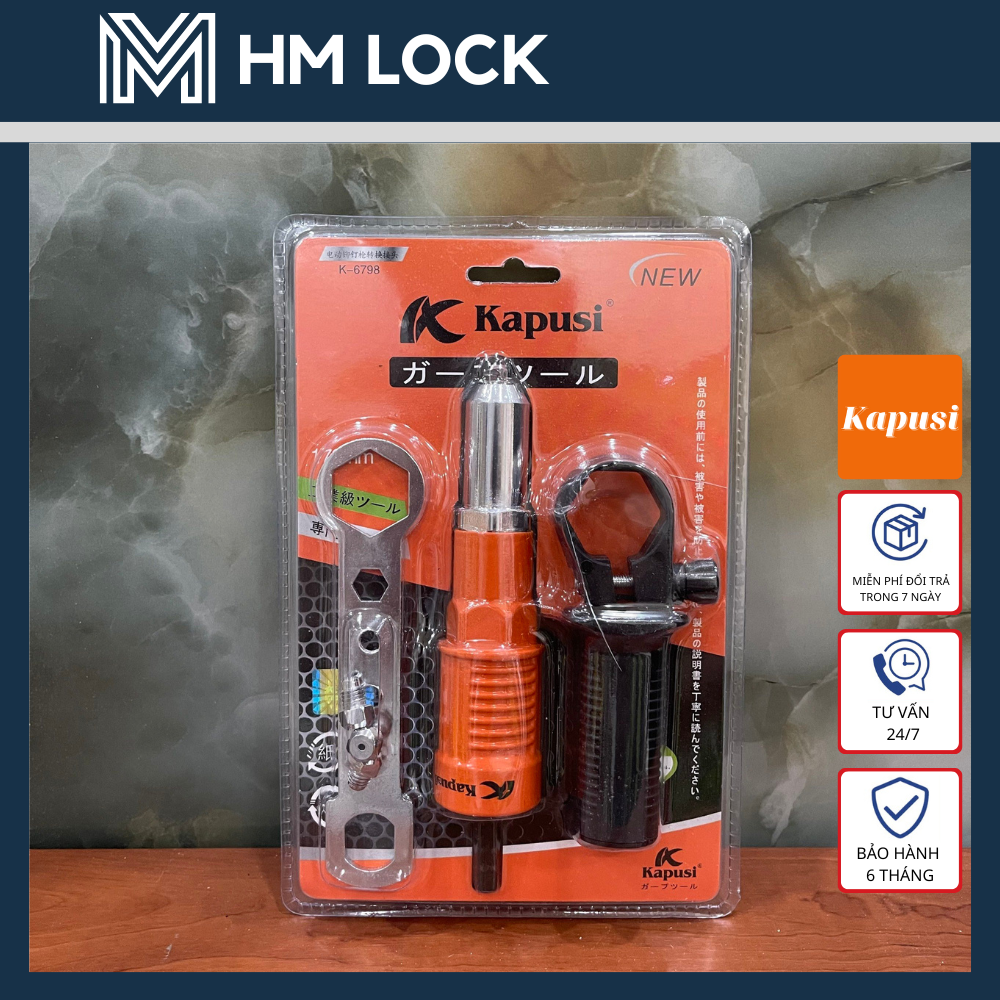  ĐẦU TRỢ LỰC RÚT TÁN ĐINH RIVE KAPUSI - GẮN MÁY KHOAN - HÀNG CHÍNH HÃNG - HM LOCK 