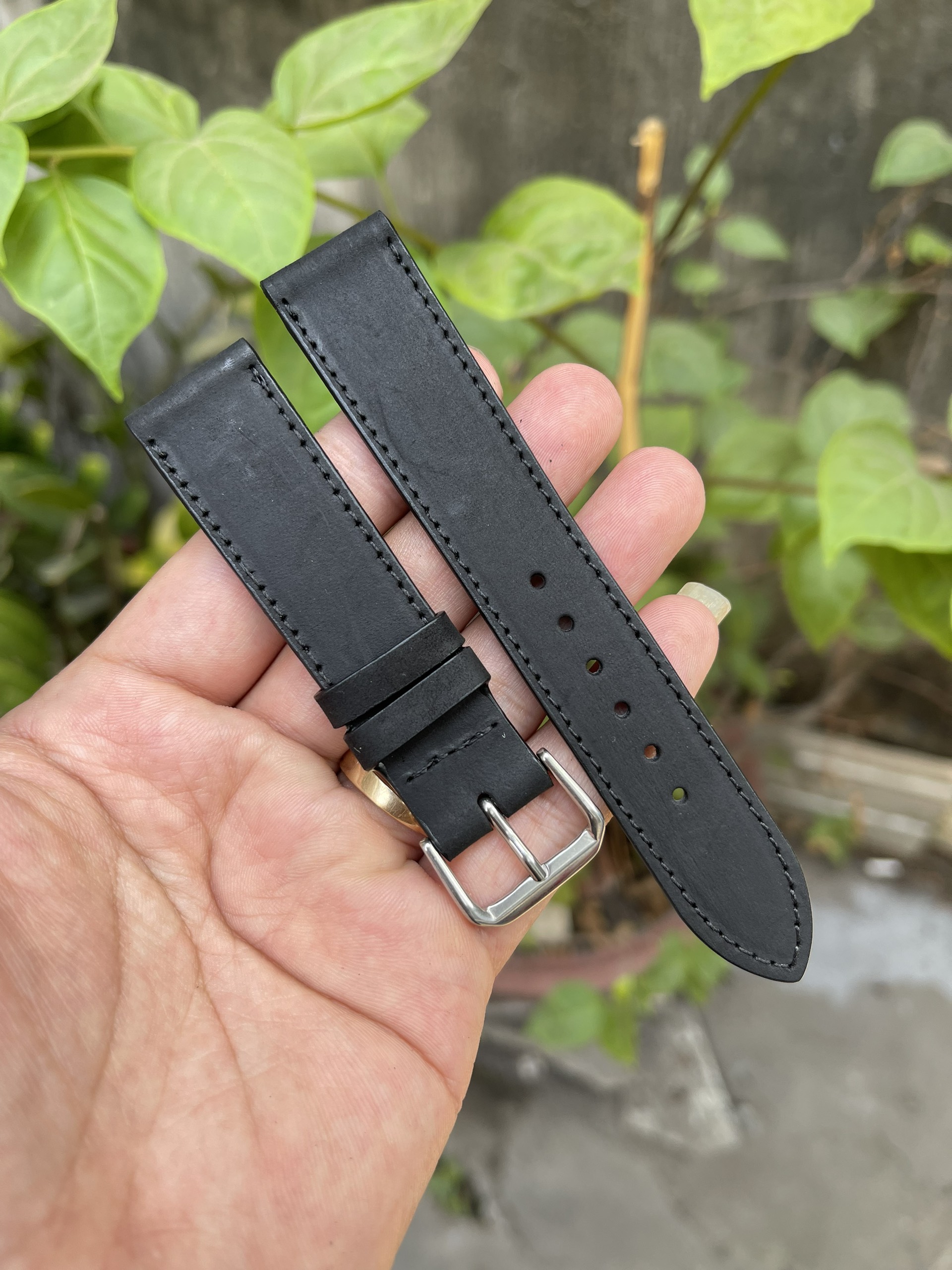 Dây đồng hồ da bò sáp khâu chỉ viền màu đen đủ size có cả size lẻ và size hiếm gặp Dây da đồng hồ nam Dây đeo đồng hô dây da Quai đồng hồ Tặng kèm khóa chốt và dụng cụ tháo lắp dây