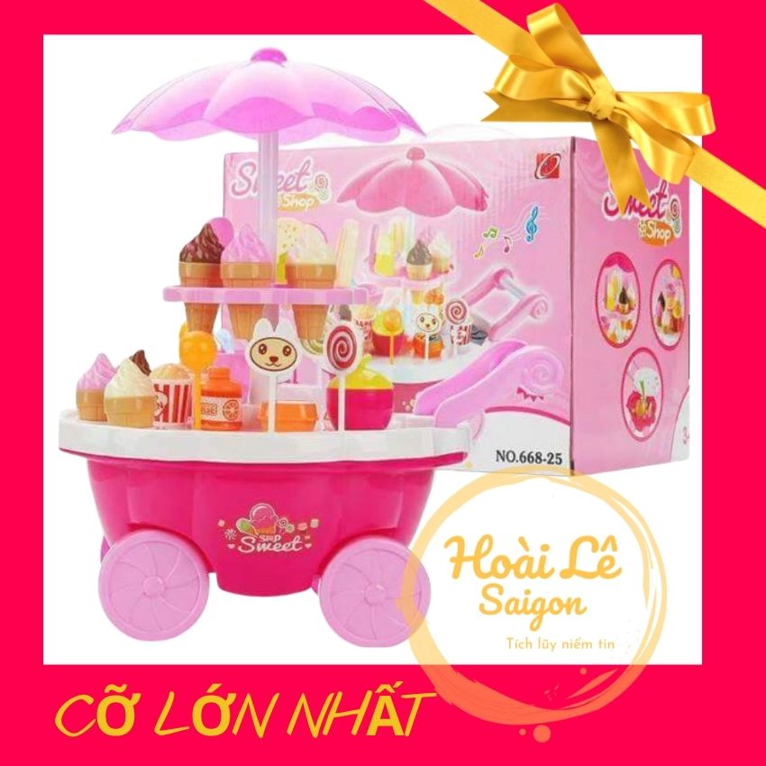 [CỰC ĐẠI] Xe Kem 39 Chi Tiết Đèn Nhạc Quà tặng Đồ Chơi Bé Gái Vô Cùng Thu Hút Trẻ Chơi Trò Bán Kem Tương Tác - Shop Hoài Lê Sài Gòn giao không kèm pin