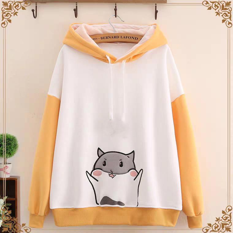 [HCM]ÁO KHOÁC HOODIE ÁO KHOÁC HOODIE NỮ  ÁO HOODIE ÁO CADIGAN ÁO HOODIE NỮ ÁO NỈ IN CHUỘT HAMTER DỄ THƯƠNG BL