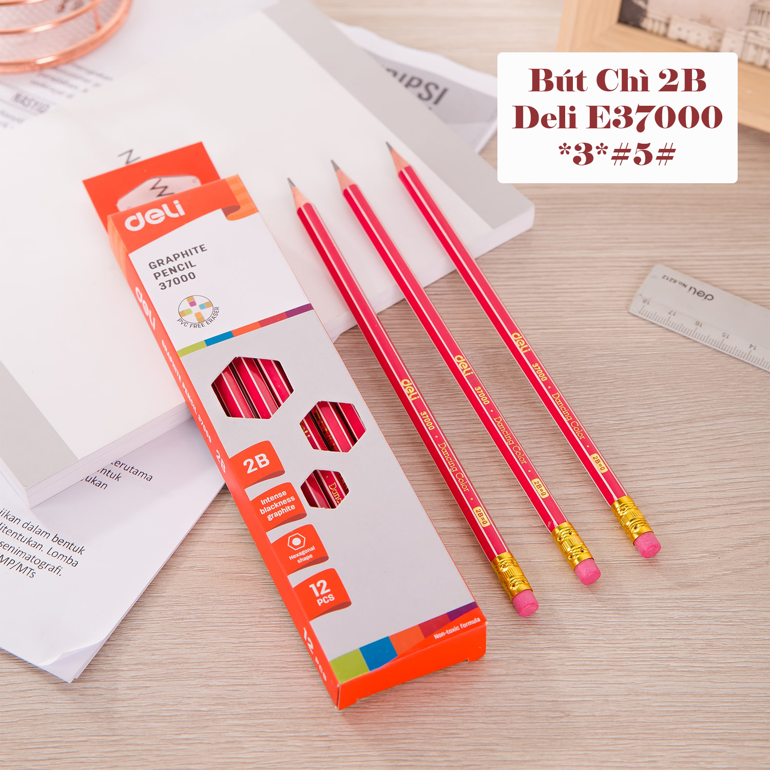Bút chì lục giác 2b deli - e37000