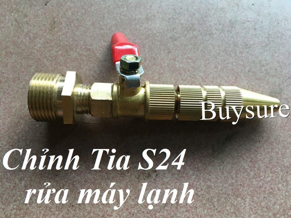 Bộ chuyển đầu dây cao áp sang béc rửa máy lạnh- Béc Chỉnh Tia S24 Đồng thau Buysure