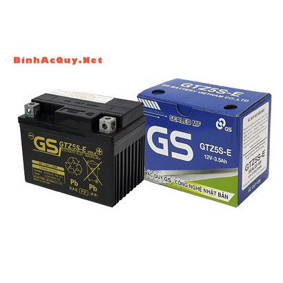 Ắc quy xe máy Wave RSX, Vison 2011-2013, Future, Winner GS GTZ5S-E (12V-3,5Ah)