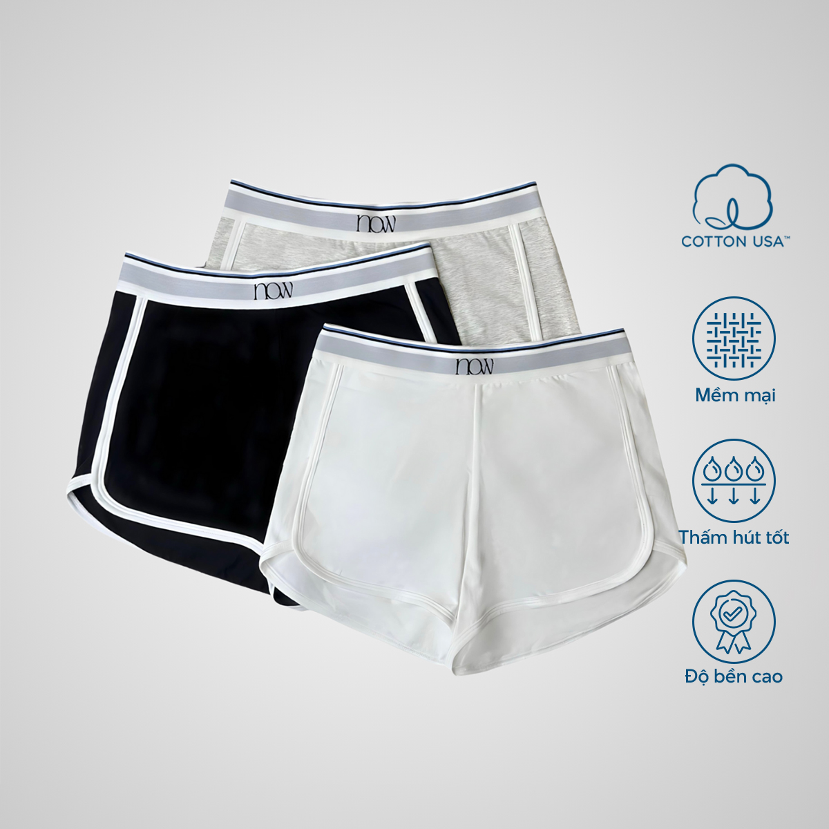 Combo 3 quần ngắn mặc nhà cotton usa - now wear