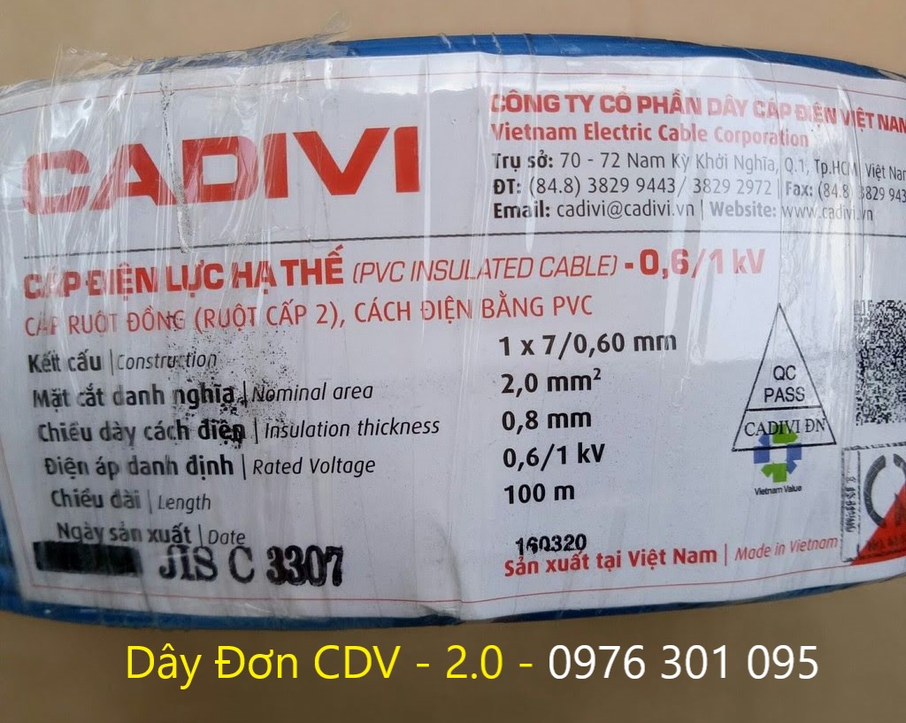 Dây điện đơn 2.0 - cuộn 100m