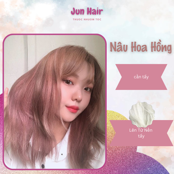 Combo Thuốc Nhuộm Tóc MÀU NÂU HOA HỒNG Nhuộm Tại Nhà Tặng Kèm Oxi+Găng