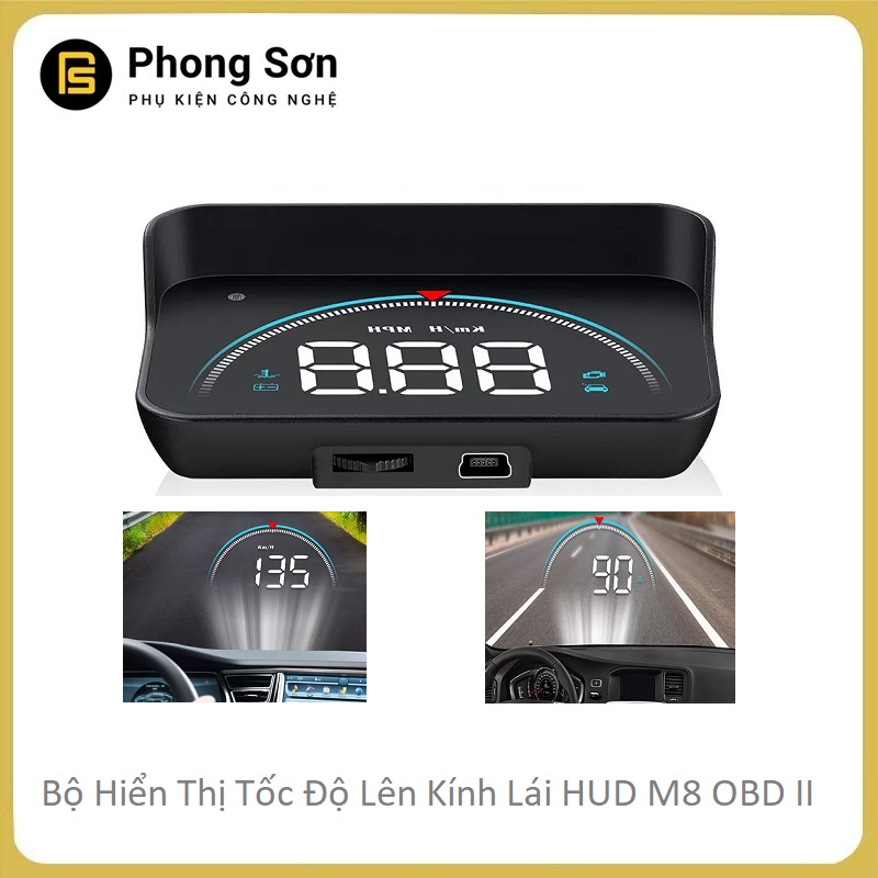 Bộ hiển thị tốc độ trên kính lái  HUD M8 - OBD2 cho  Xe Hơi - BH 06 Tháng dành cho mọi dòng xe