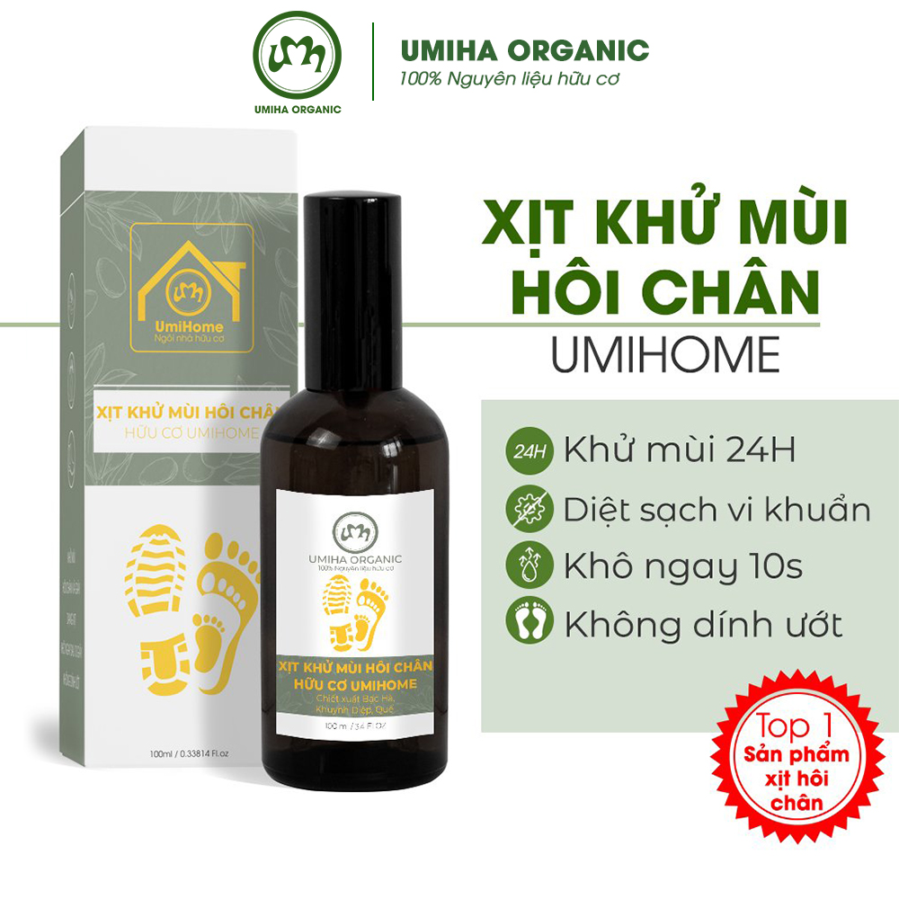 Xịt khử mùi hôi chân hữu cơ Umiha 50/100ml | Dùng xịt ngăn mồ hôi chân loại bỏ mùi giày và vi khuẩn hiệu quả