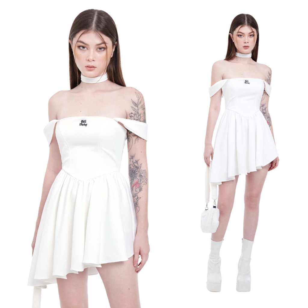 Đầm váy prom tiểu thư swan dress trễ vai xòe đi hẹn hò đi chơi đi tiệc-gillbaby