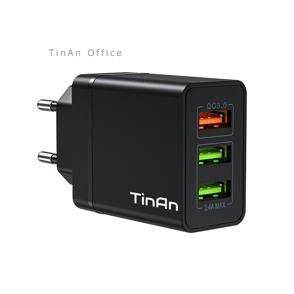 Củ sạc nhanh tinan chuẩn qc3.0 3 cổng usb cho điện thoại xiaomi samsung