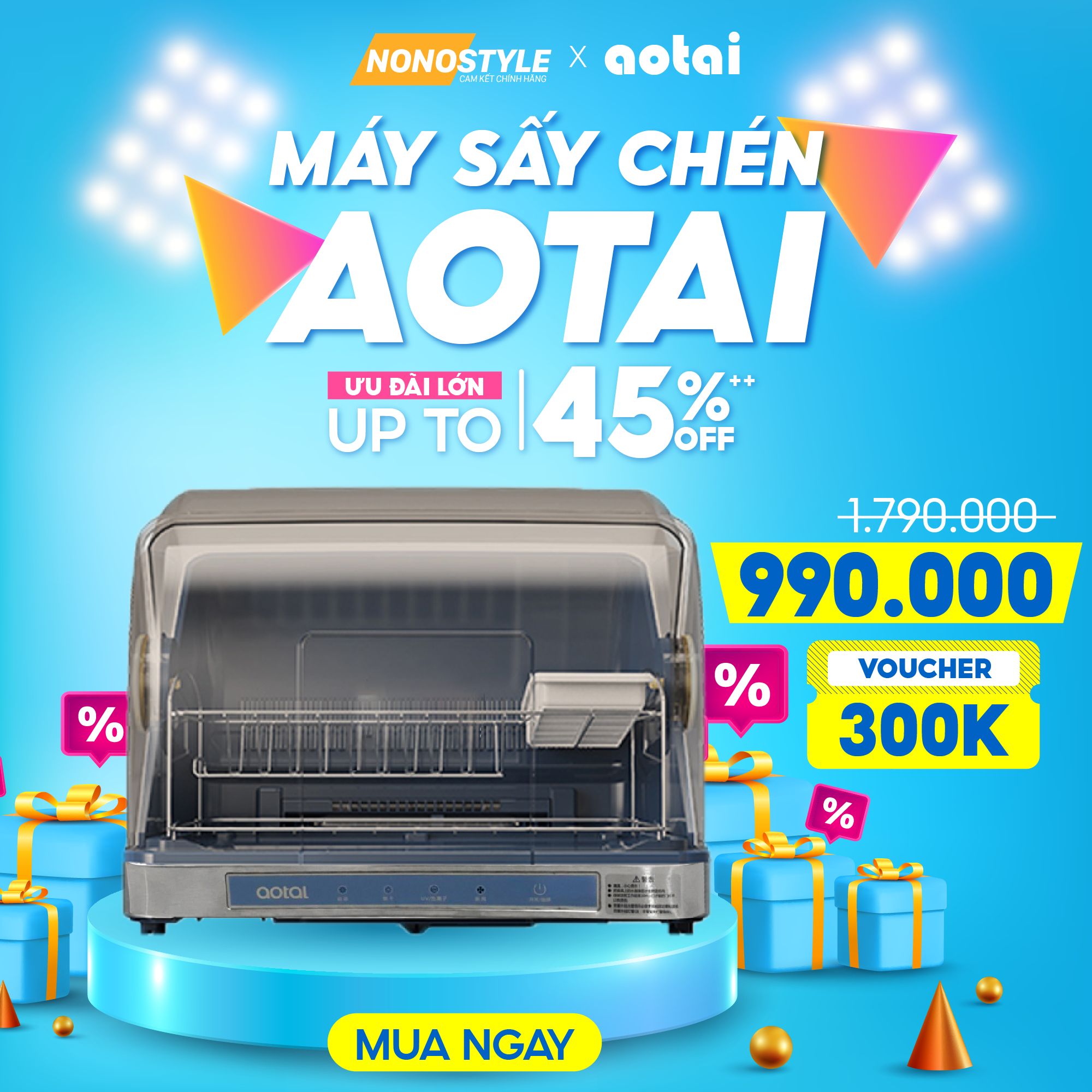 Máy sấy chén tự động Aotai 16L, sấy khuẩn khử trùng an toàn, có nắp chống bụi - BH 12 tháng