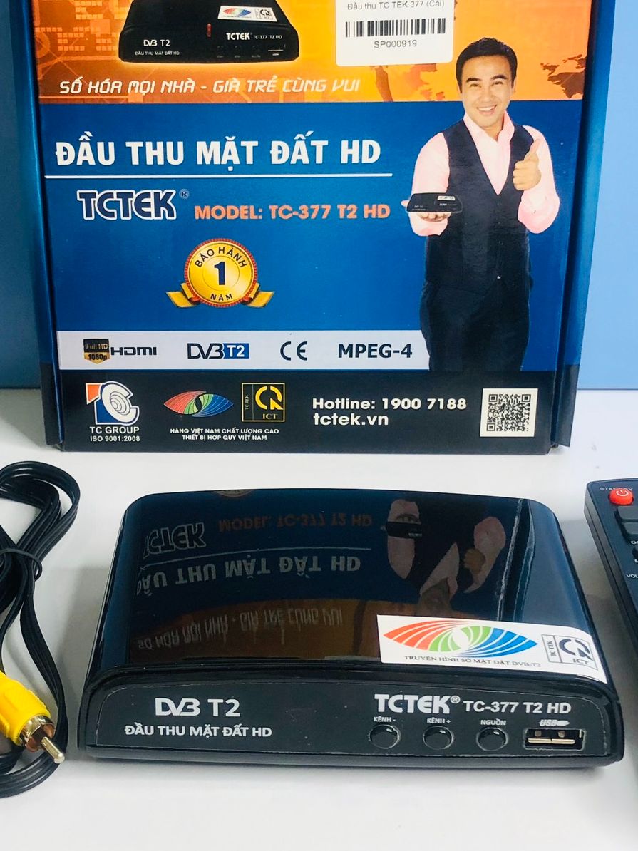 Đầu thu dvb t2 tctek 377 t2hd đầu thu dvb t2 chính hãng, truyền hình miễn phí bảo hành chính hãng 12 tháng