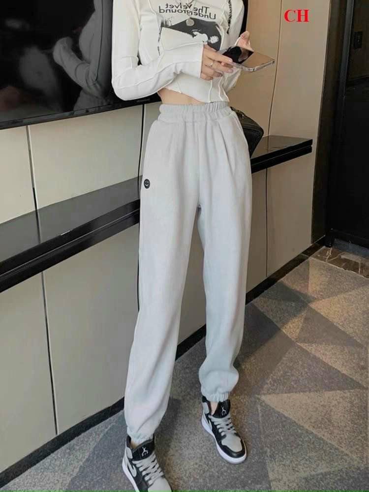 [ GIÁ SỈ ] Quần  nữ bom gấu trơn basic dáng thụng 🌸Quần nỉ jogger nam nữ len tăm bo gấu logo MẶT CƯỜI