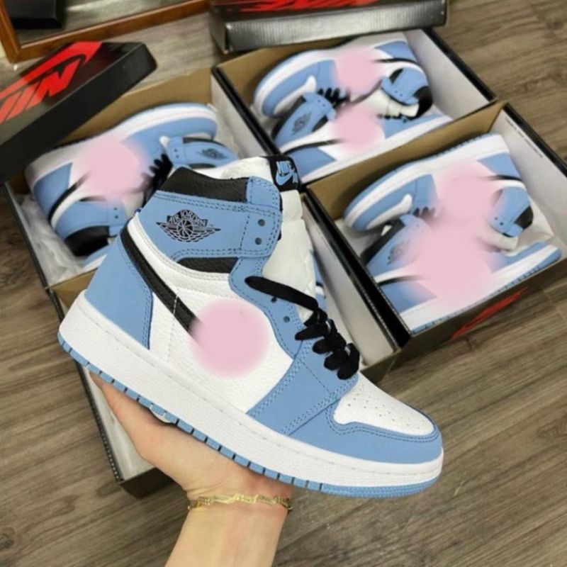 Giày Thể Thao JD 1 Cao Cổ Xanh Dương, Giày sneaker JD high university blue nam nữ - Hàng chuẩn Full Box Bill đủ size