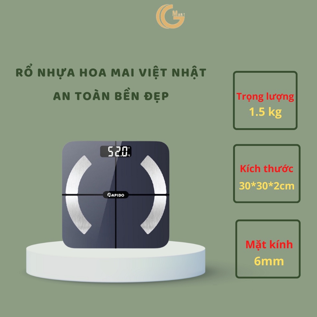 Cân sức khỏe thông minh Rapido RSB02-S Bluetooth bảo hành 12 tháng