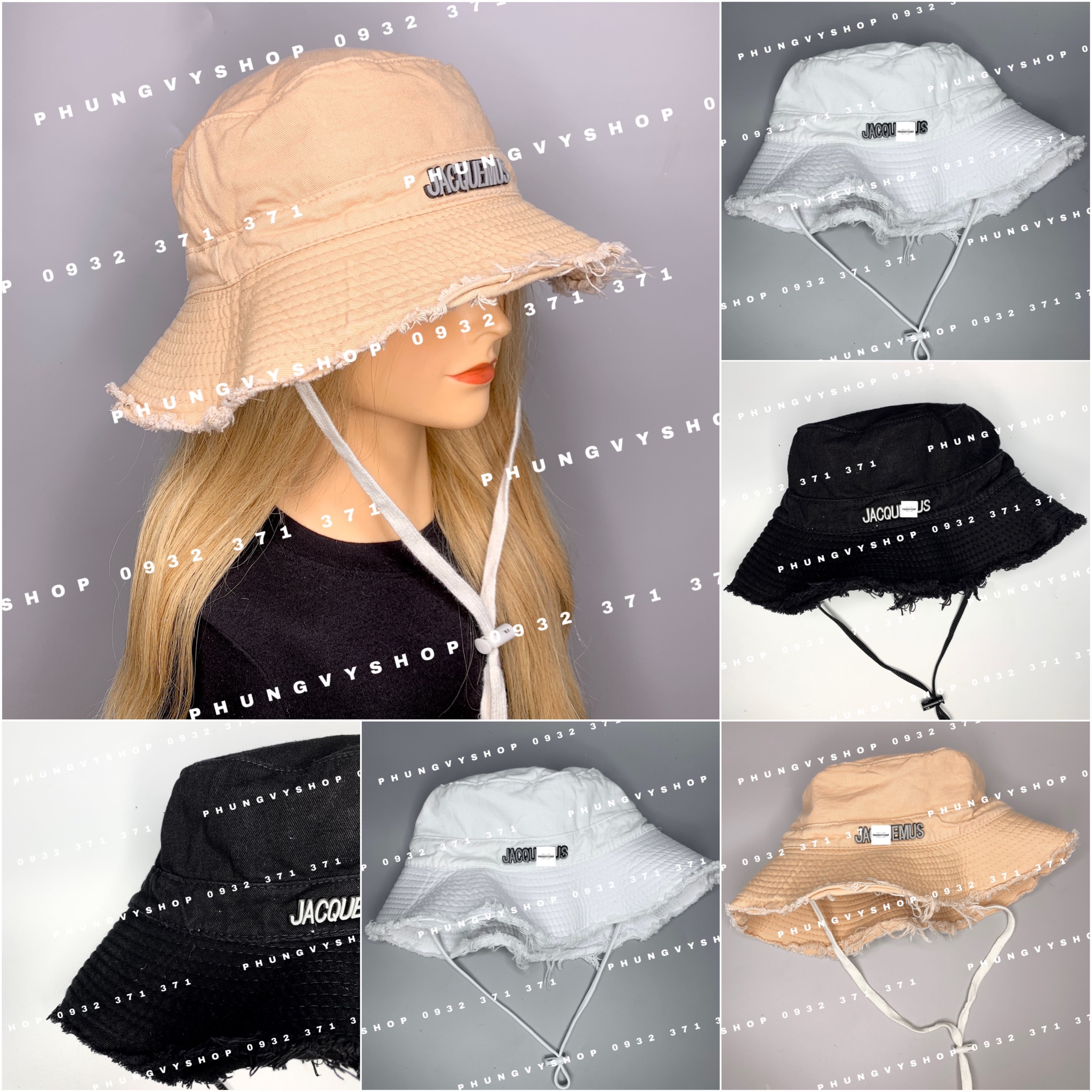 Mũ bucket tai bèo tua rua rách phong cách hàn quốc phungvyshop - BO tua JAC - nón vành