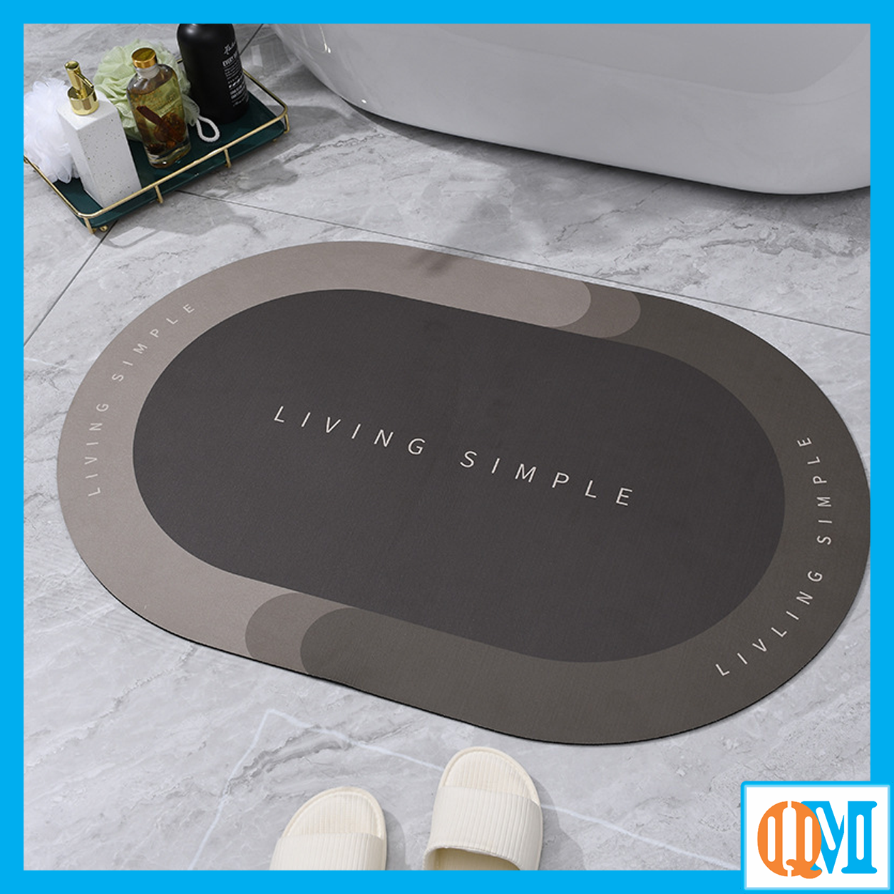 Thảm Lau Chân Silicon Bầu Dục Siêu Thấm Nước Chất Liệu Chống Trơn Trượt