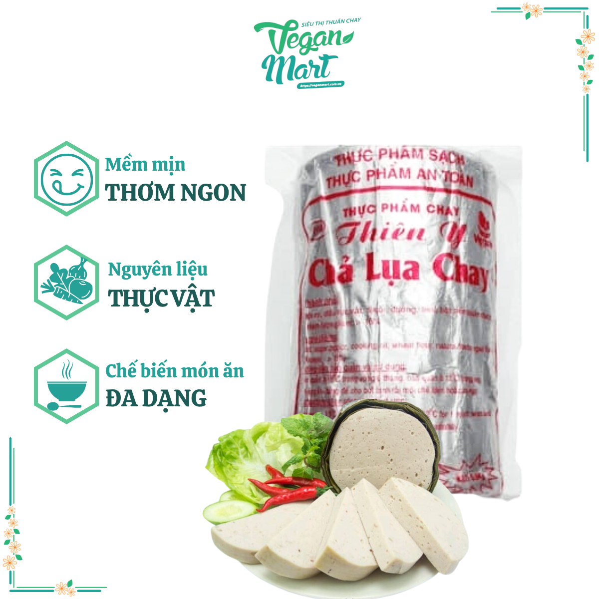 CHẢ LỤA CHAY THƠM NGON AN TOÀN - CHẢ BẠC THIÊN Ý ( 500G ) - VEGAN MART