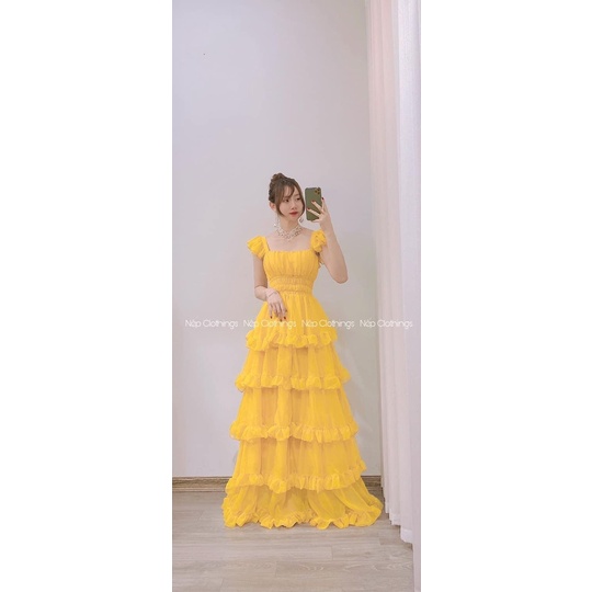 Đầm maxi đi biển dự tiệc tầng cánh tiên