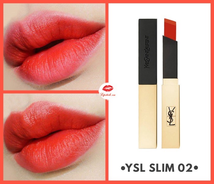 Son ysl rouge pur couture the slim màu 02 - strange orange - đỏ cam thiên sắc cam