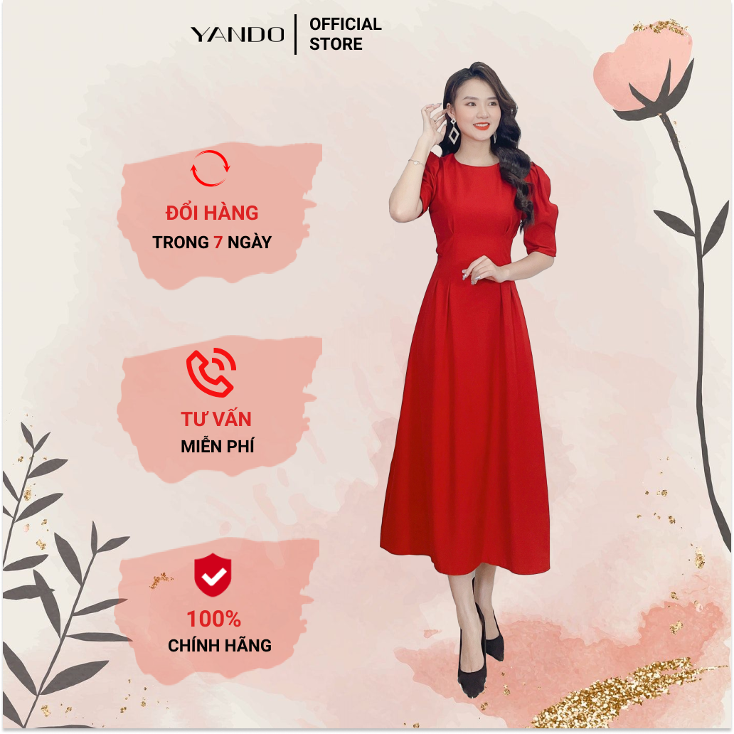 ĐẦM XẾP LY TRƯỚC YANDO DA59 chất liệu cotton mịn