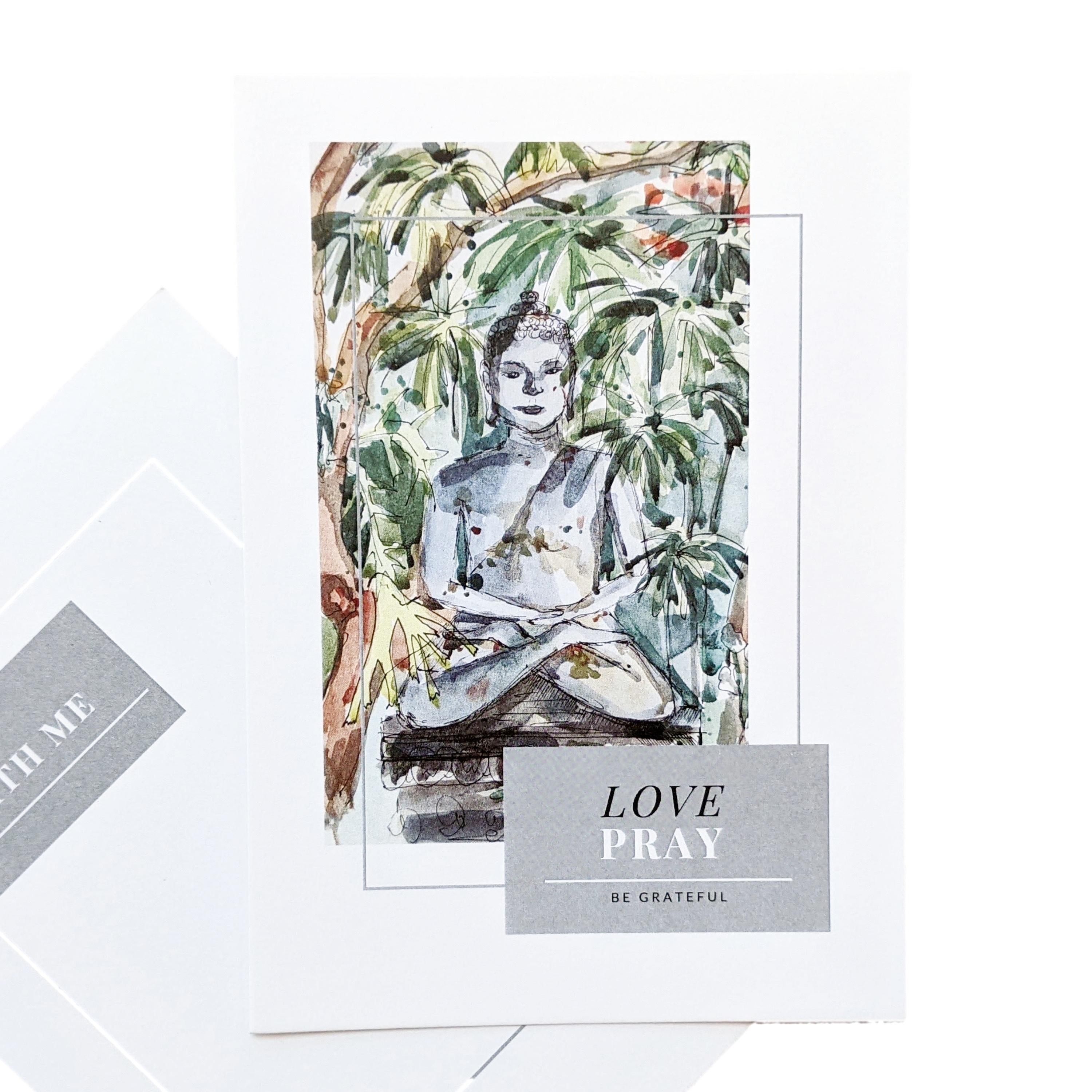 Postcard bưu thiếp "Motivation" Buddha Phật original watercolor postcard bưu thiếp màu nước gốc