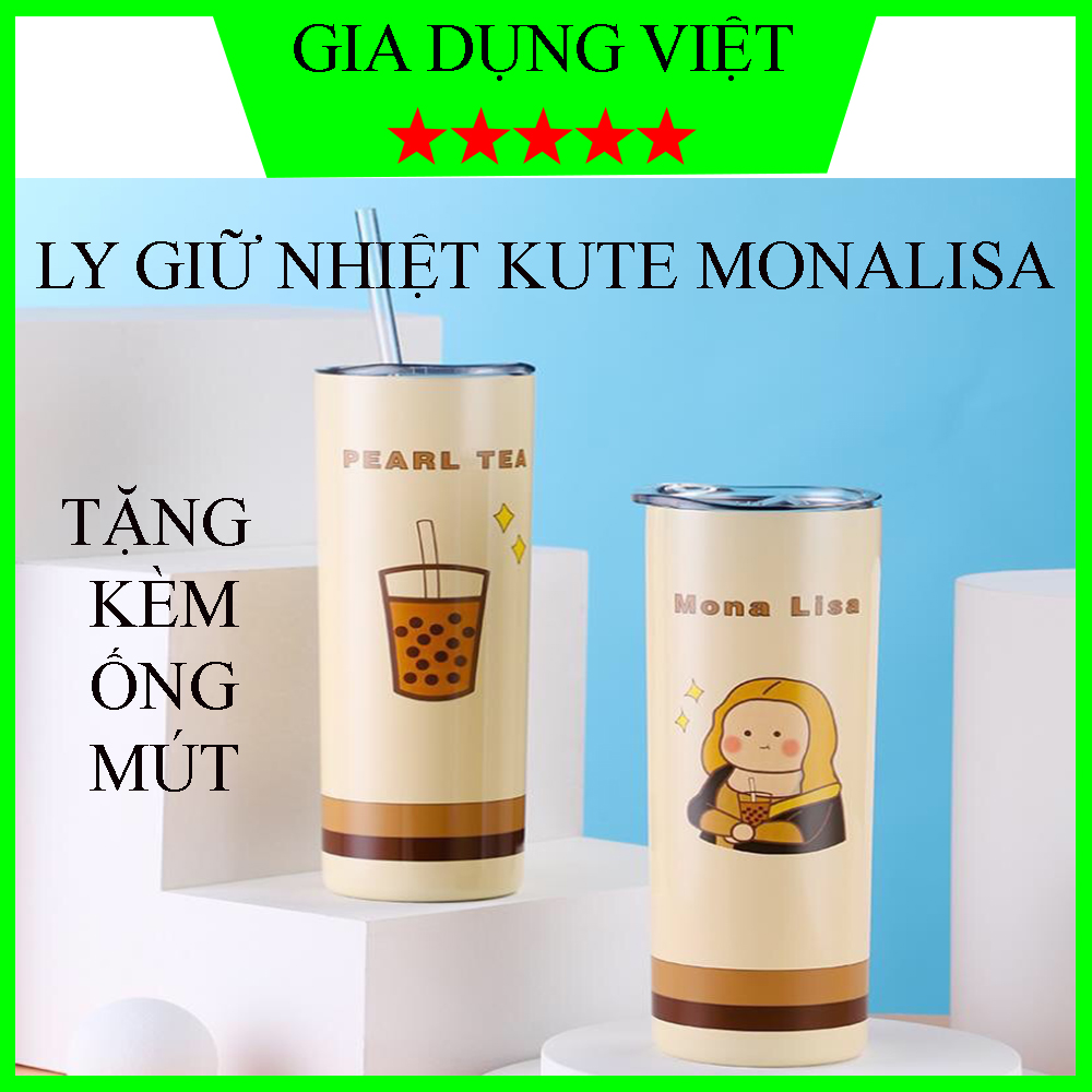 Ly giữ nhiệt cute - ly giữ nhiệt 600ml -ly giữ nhiệt chú ong honey, gấu xiong, cô gái mona lisa , trà sữa pearl tea inox 304 - ly giữ nhiệt siêu bền