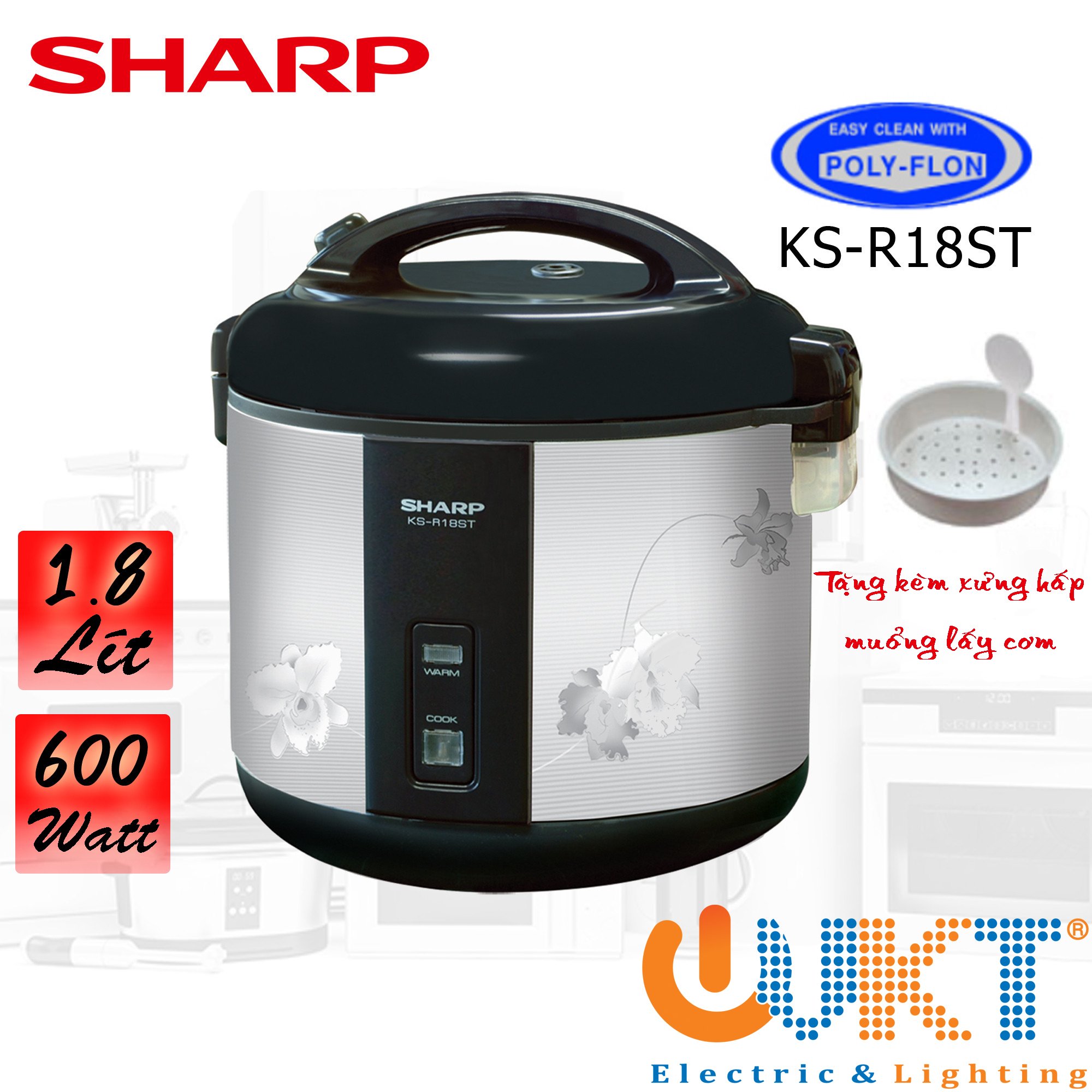 Nồi cơm điện sharp 1.8 lít ks-r18st
