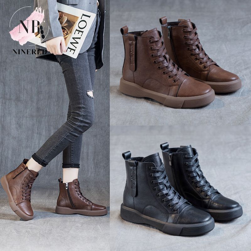 Giày boot cổ thấp nam nữ 100% da bò cao cấp thời trang xuân thu đông
