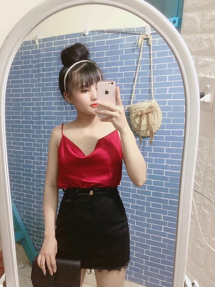 SET ÁO CỔ ĐỔ VÀ CHÂN VÁY TUA RUA VẢI KAKI