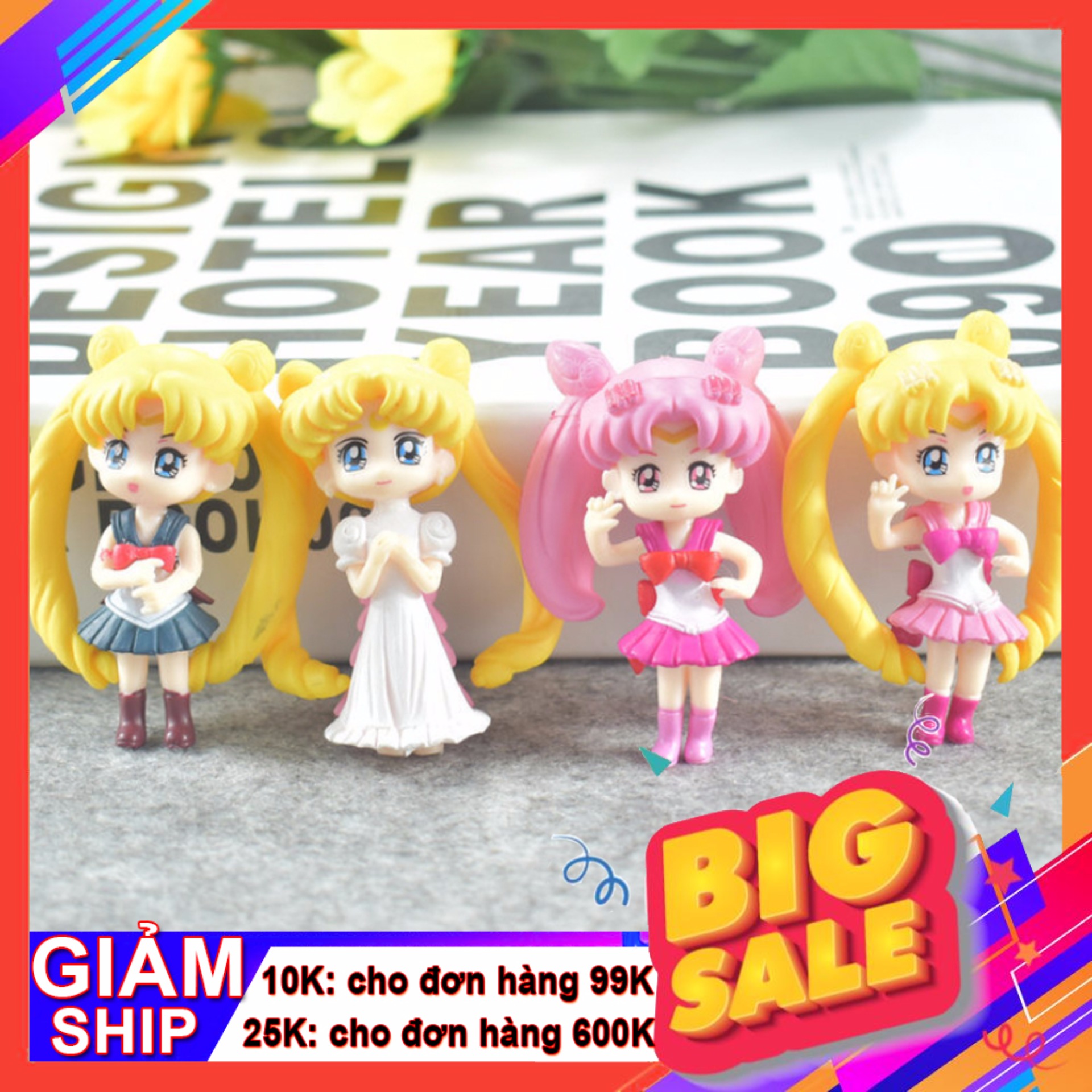 [HCM]Bộ 04 Mô Hình Thủy Thủ Mặt Trăng - Sailor Moon (Có giá đỡ) - New4all