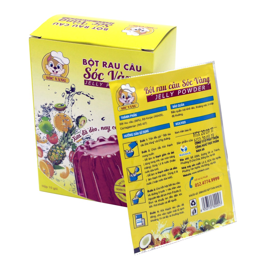 [HCM]Bột Rau Câu Sóc Vàng Hộp 10 Gói