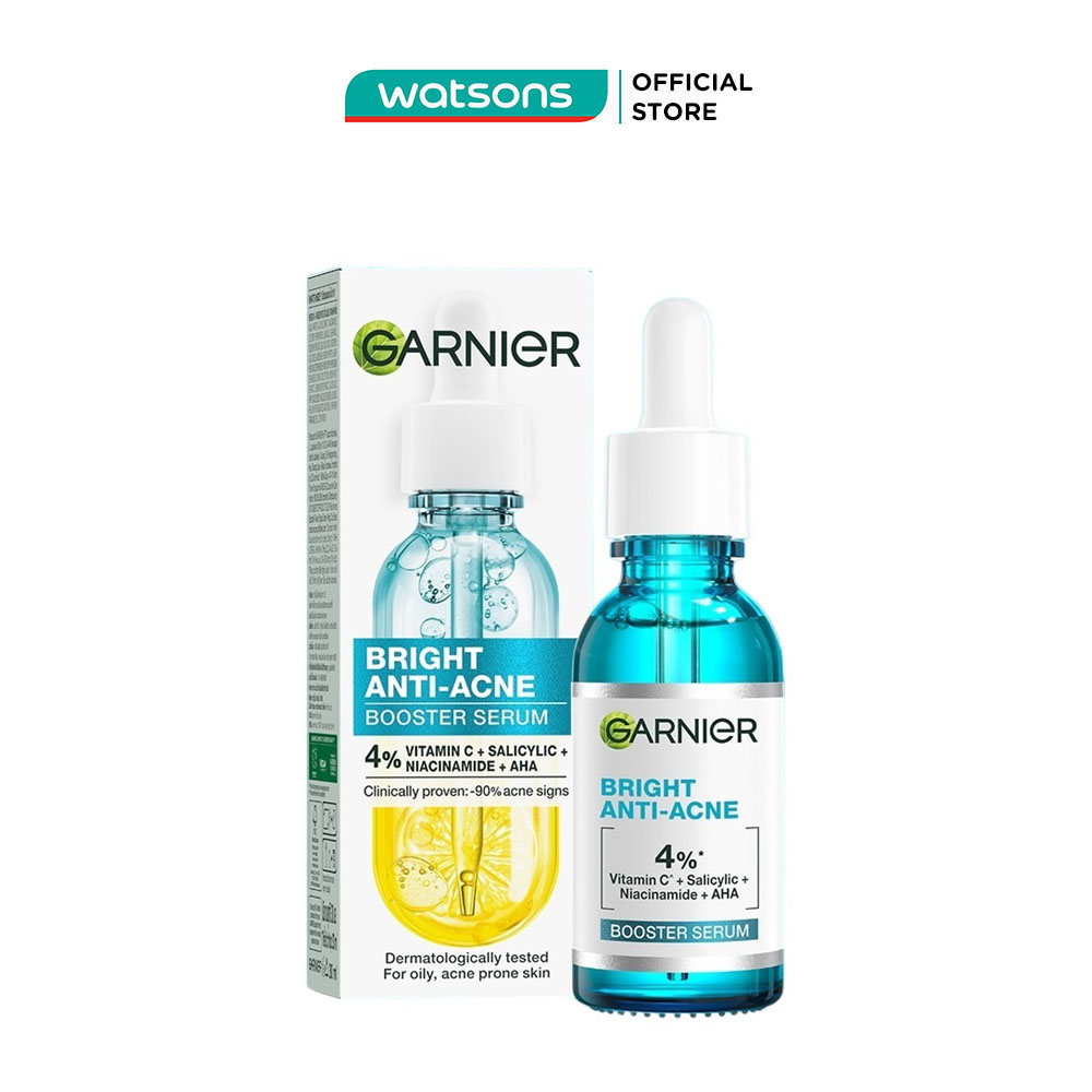 [MUA LÀ CÓ QUÀ] Dưỡng Chất Garnier Giảm Mụn Sáng Da Skin Naturals Bright Complete Anti-Acne Booster Serum 30ml
