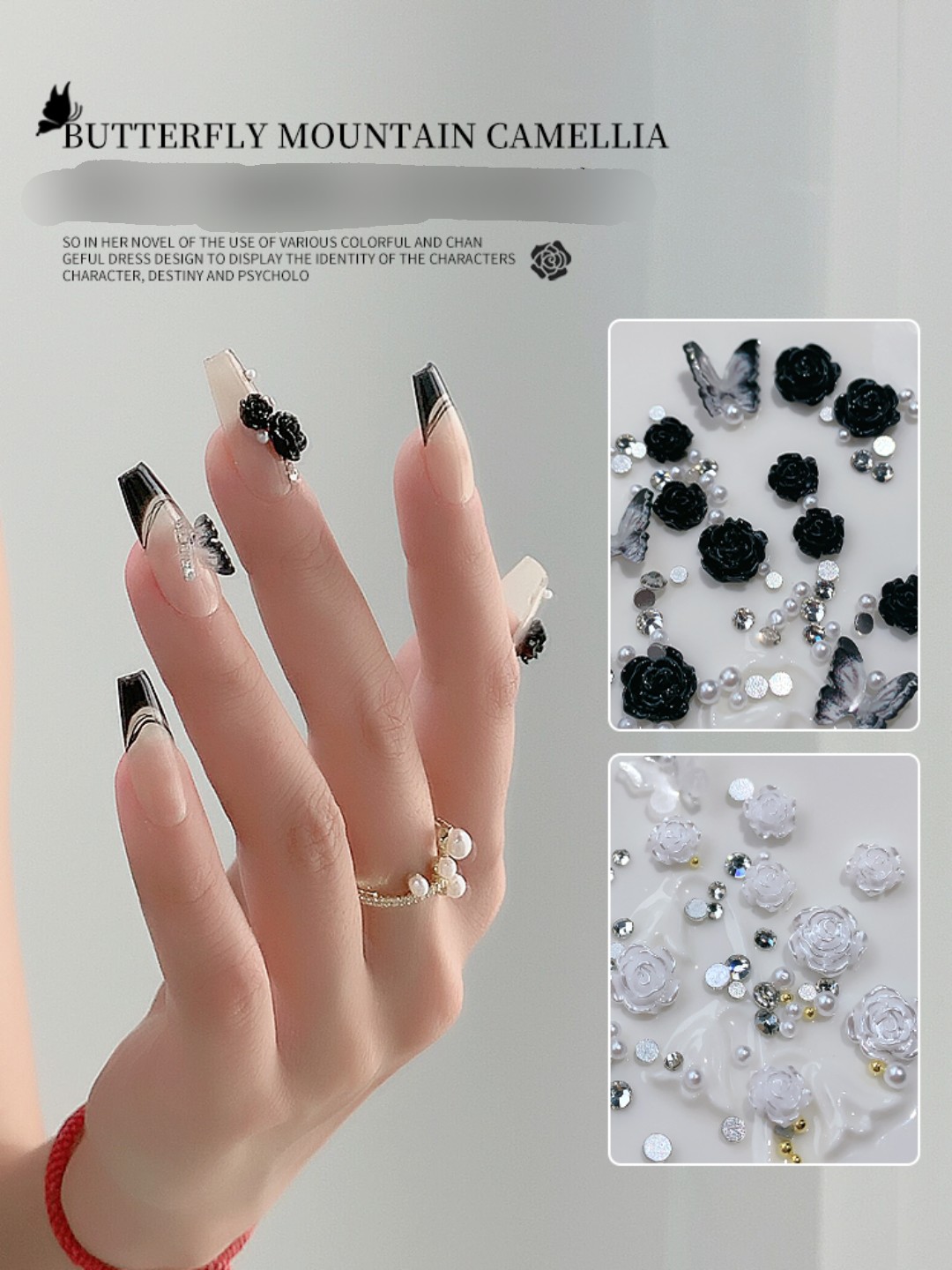 Charm nail, set charm hoa hồng trang trí nail