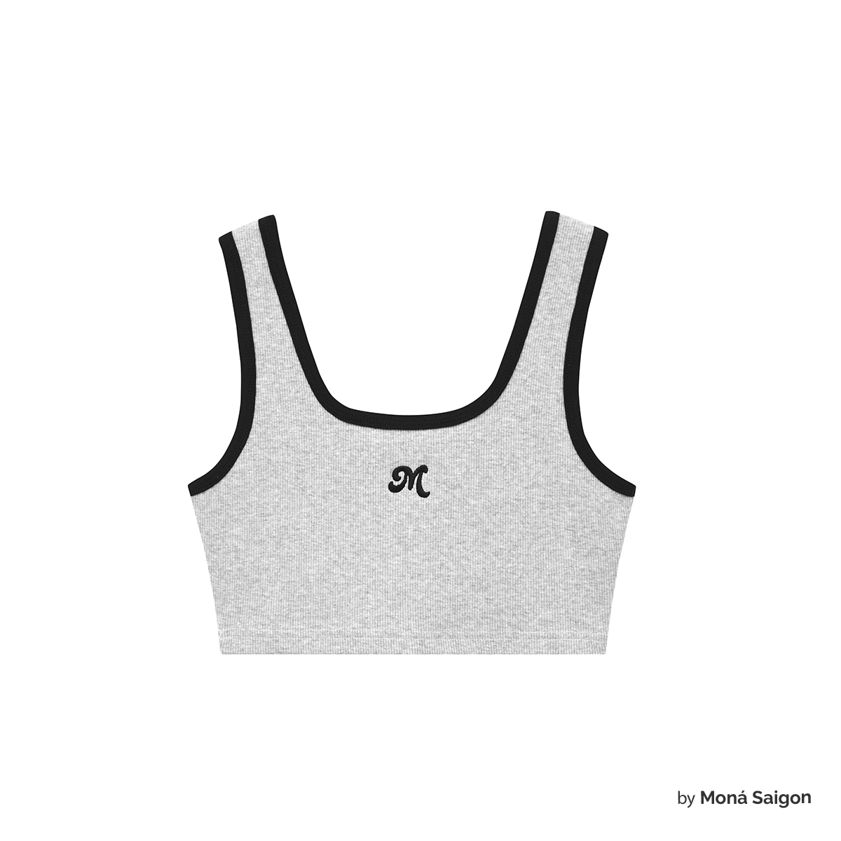 Áo croptop thun gân moná - kabi xám