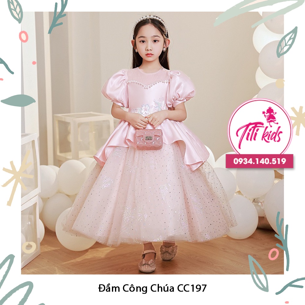 Váy đầm công chúa cho bé hồng phi kim tuyền cc197