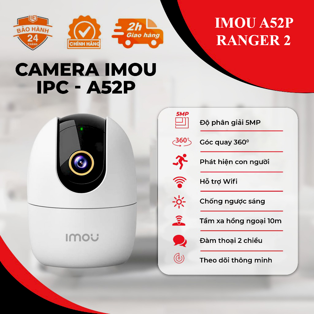 Camera wifi trong nhà imou a32ep/a52p 3mp/5mp 3k siêu nét, xoay 360 độ - hàng chính hãng, bảo hành 24 tháng.
