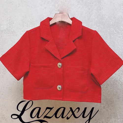 Áo Sơ Mi Croptop Nữ Thiết Kế Cổ Vest Phối 2 Nút Xinh Xắn Áo Dài Ngang Rốn XuongMaySonTung Bigsize Blazer