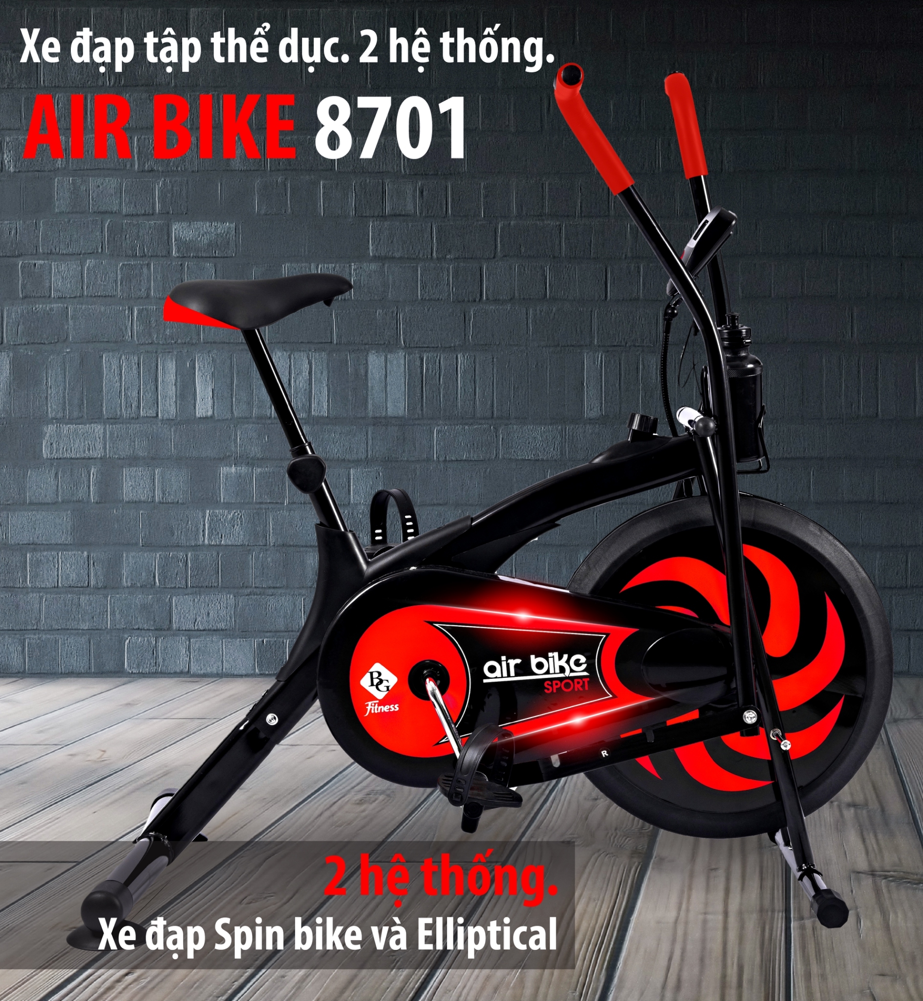 GYM19 - Xe đạp tập thể dục Air bike 8701 2 MÀU