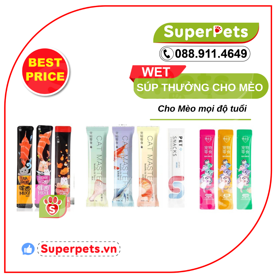 [ CHẤT LƯỢNG ] Súp thưởng Siêu Dinh Dưỡng cho Mèo MIXI, SHIZUKA, CIAO, XIAO WANG, PET SNACK  SUPERPETS VIỆT NAM