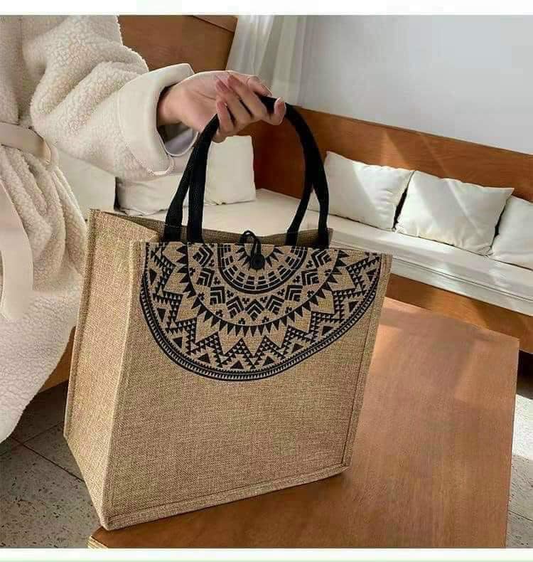 Túi cói hoạ tiết