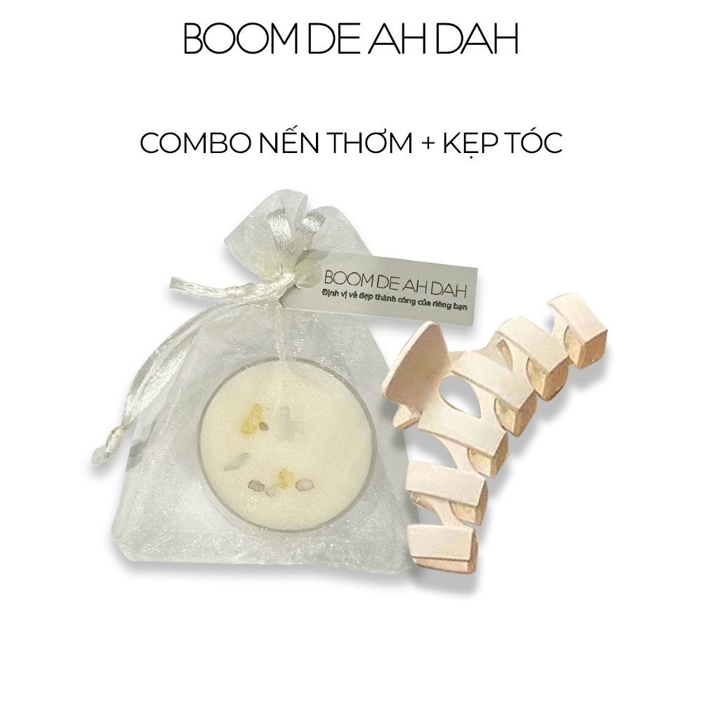 Combo kẹp tóc và nến thơm thiên nhiên thư giãn boom de ah dah