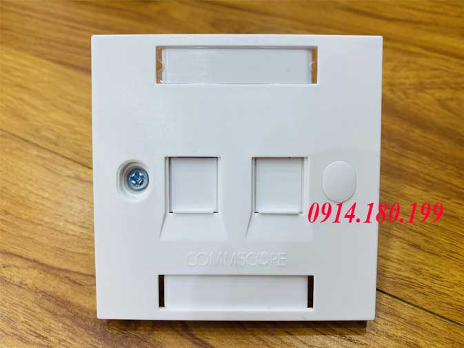 Mặt mạng wallplate 2 cổng vuông commscope p/n: 76024589 - mặt faceplate amp commscope 2 port